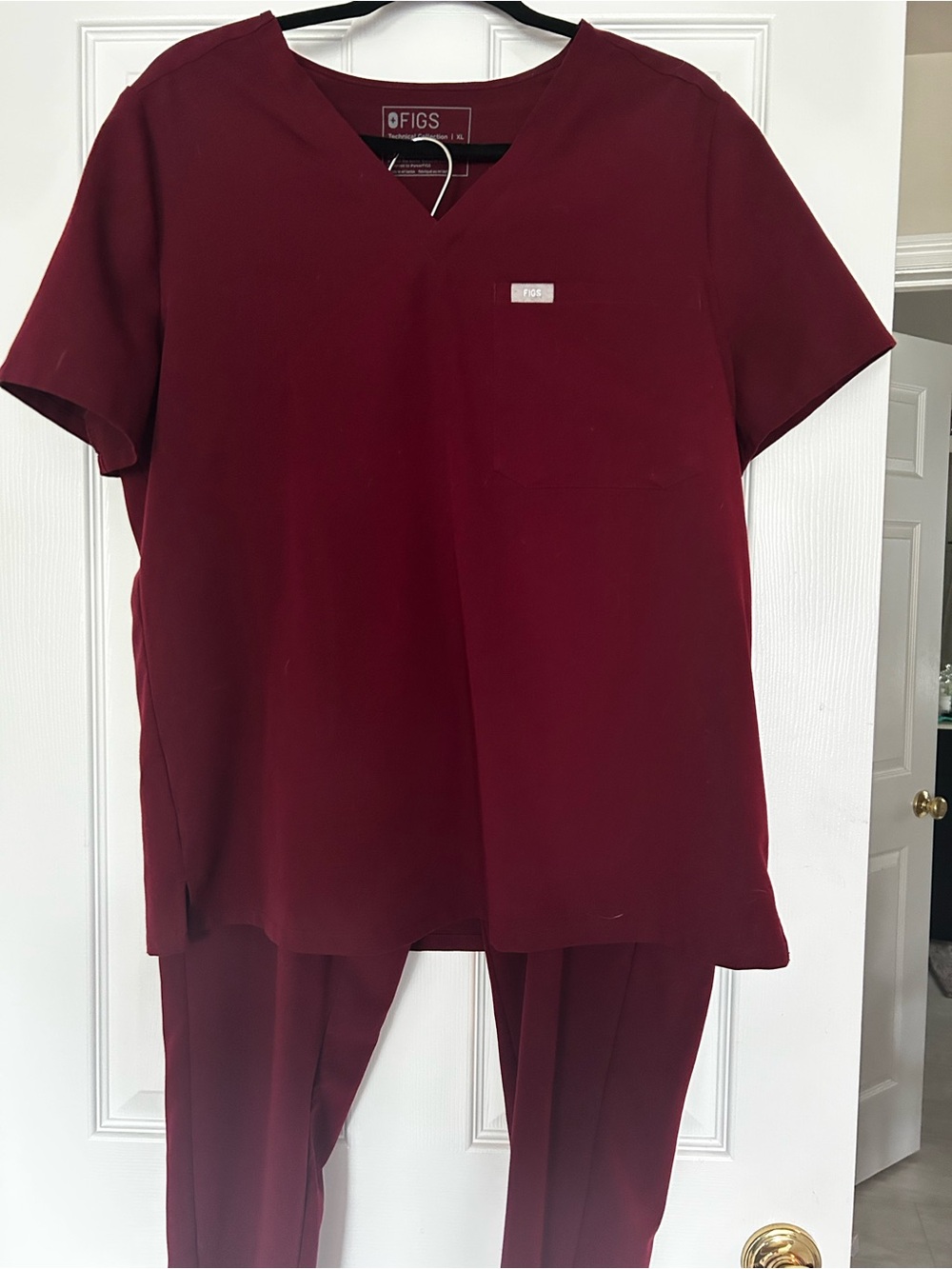 Figs Women's Scrub Top & Pants Set - Burgundy